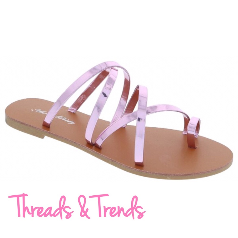 🆕Pink Metallic Slides Sandals